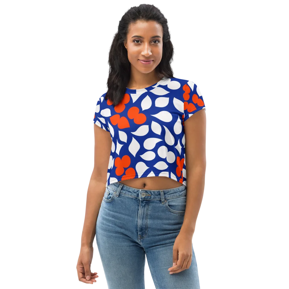 Orange Blossom Static on Crop Tee — Front