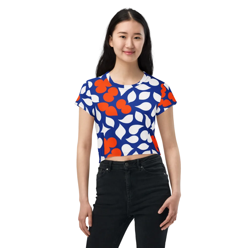 Orange Blossom Static on Crop Tee — Front