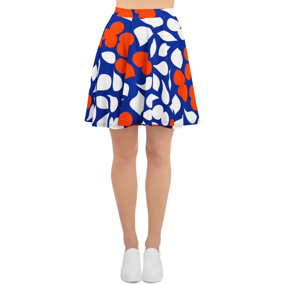 Orange Blossom Static on Skater Skirt — Front
