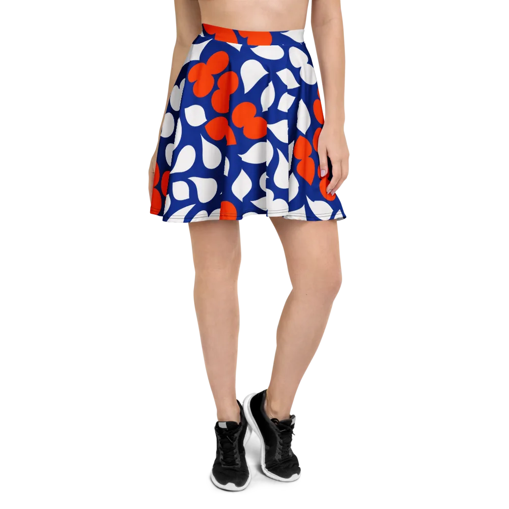 Orange Blossom Static on Skater Skirt — Front