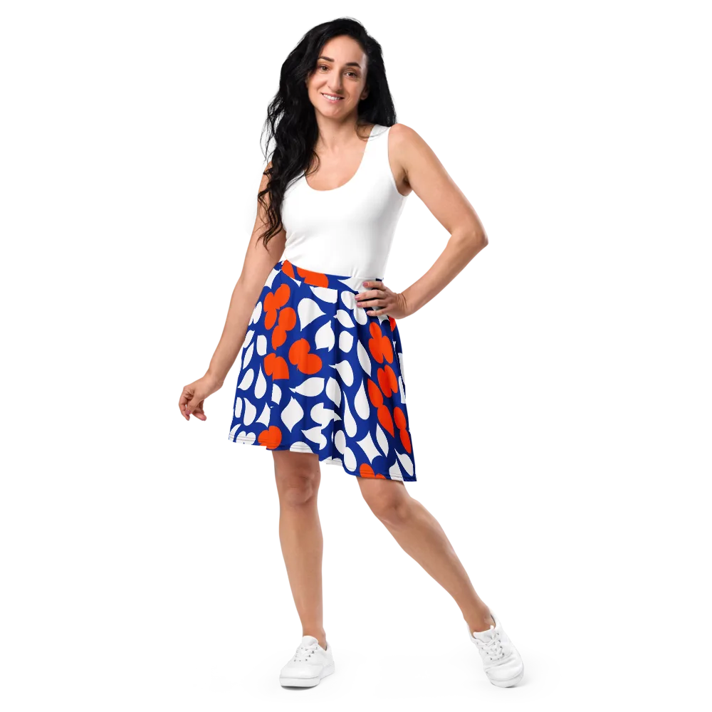Orange Blossom Static on Skater Skirt — Front