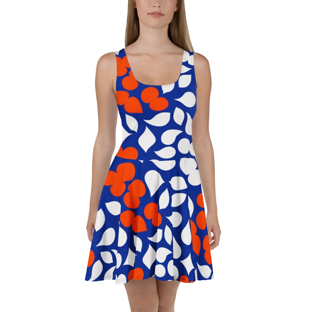 Orange Blossom Static on Skater Dress — Front