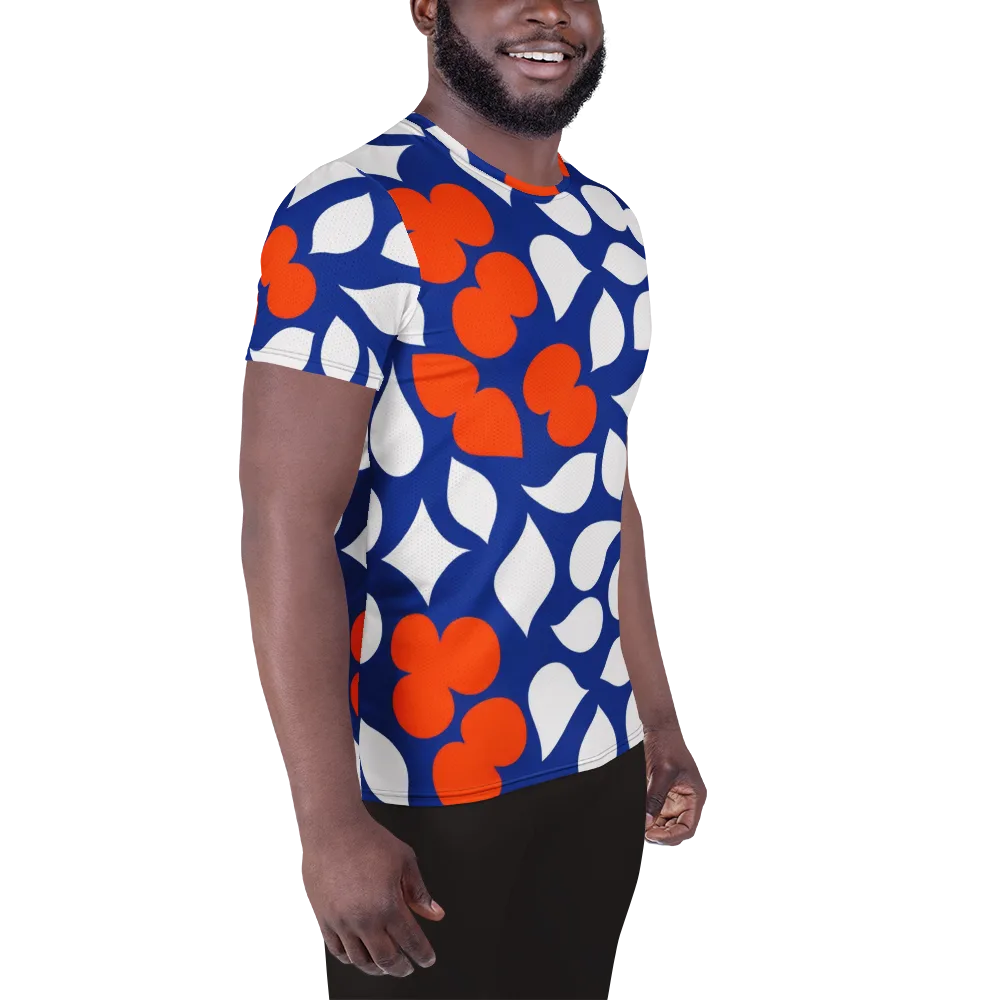 Orange Blossom Static on Men's Athletic T-Shirt — Right