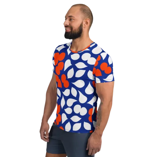Orange Blossom Static on a Men's Athletic T-Shirt