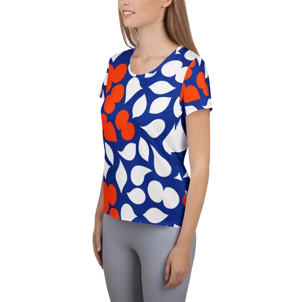 Orange Blossom Static on Women's Athletic T-Shirt — Left