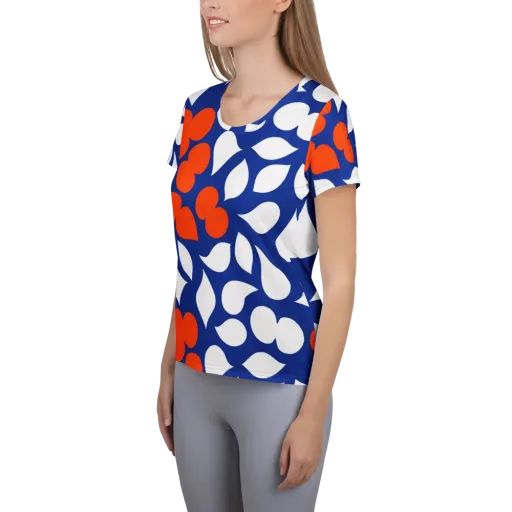 Orange Blossom Static on a Women's Athletic T-Shirt