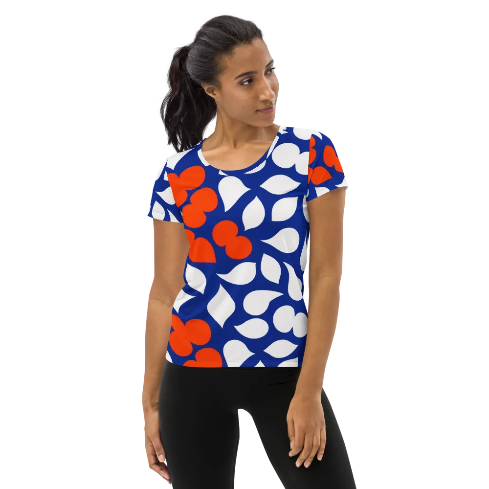 Orange Blossom Static on Women's Athletic T-Shirt — Front