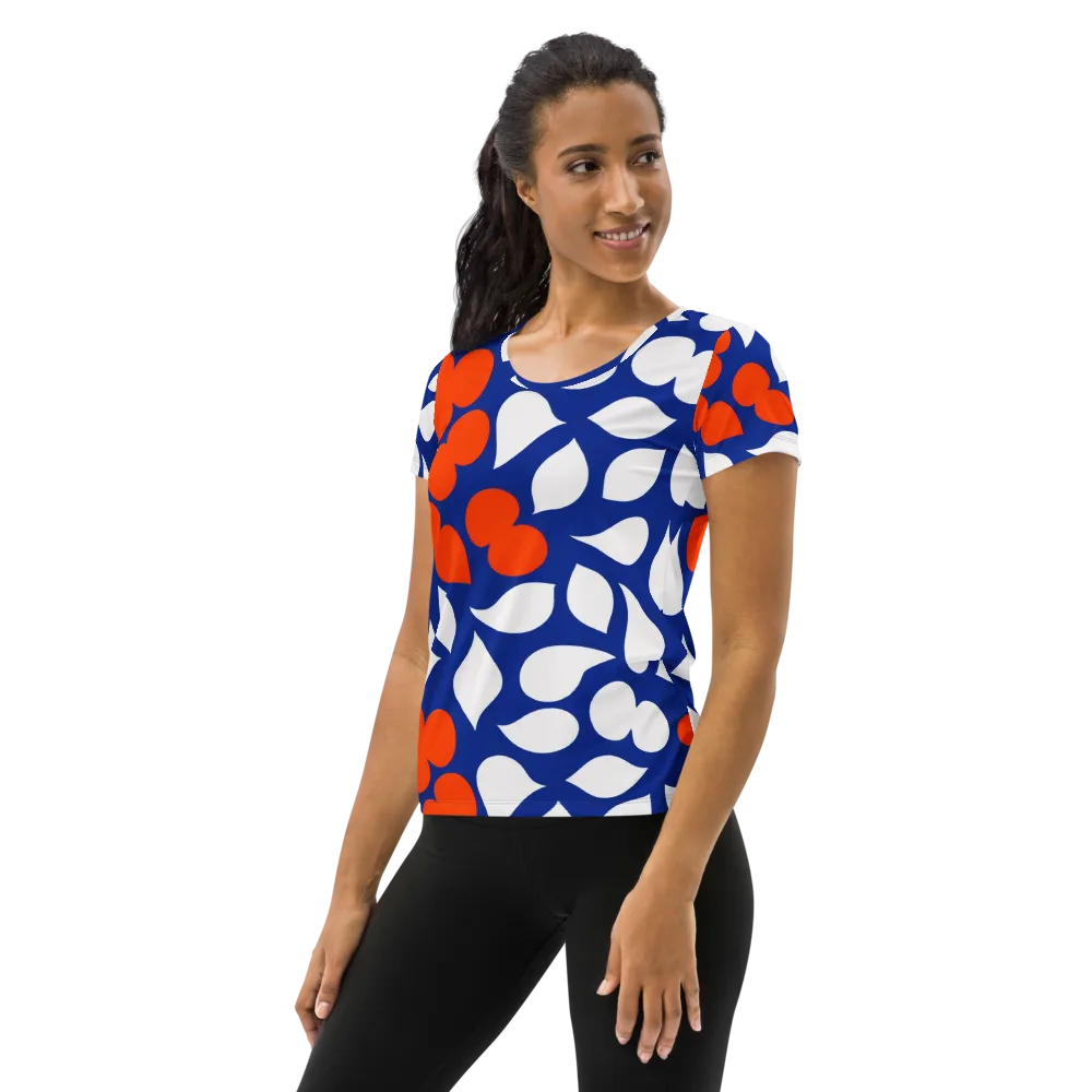 Orange Blossom Static on Women's Athletic T-Shirt — Left
