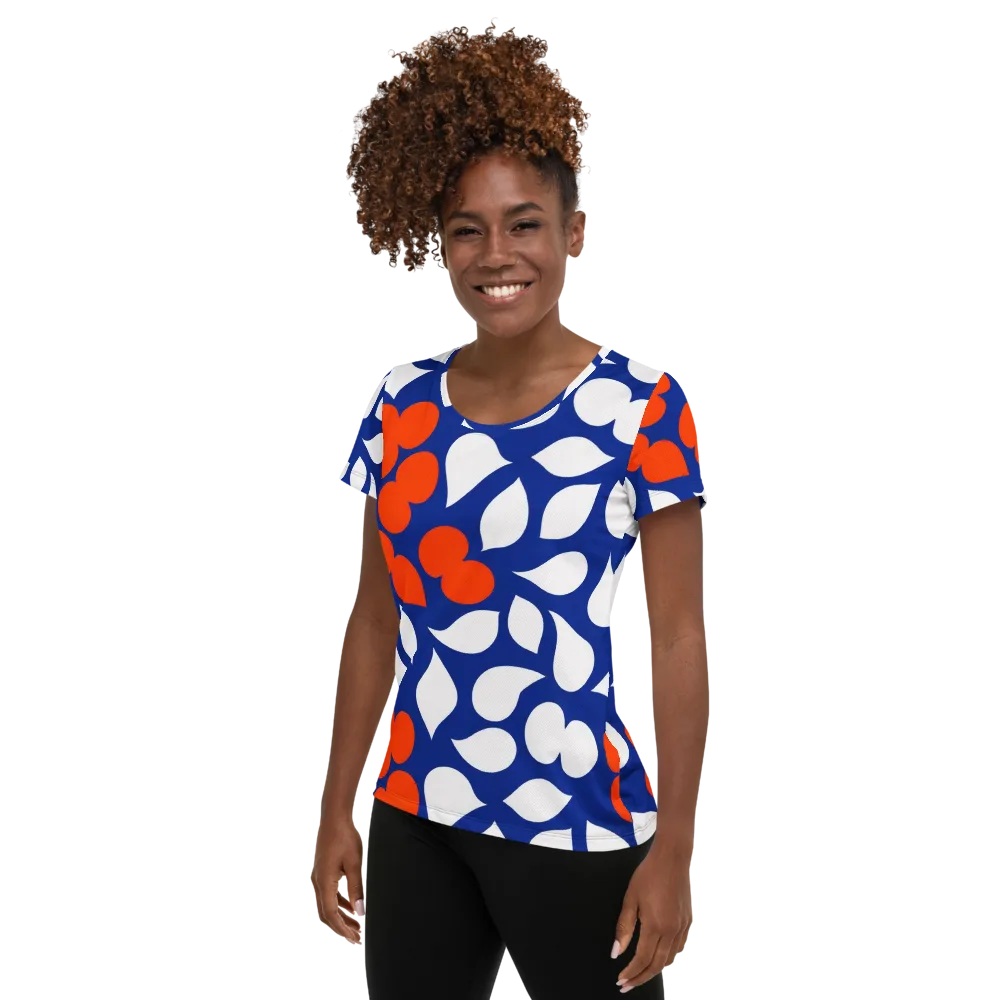 Orange Blossom Static on Women's Athletic T-Shirt — Left
