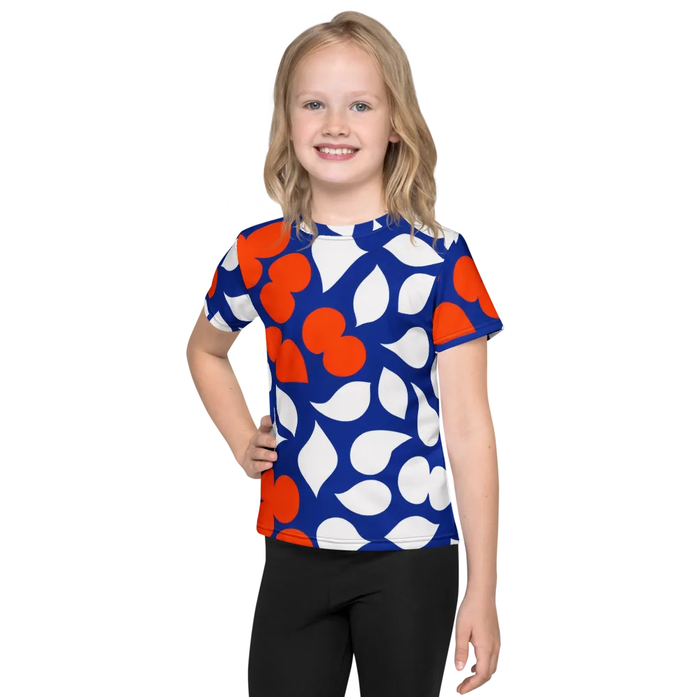 Orange Blossom Static on Kids Crew Neck T-Shirt — Front