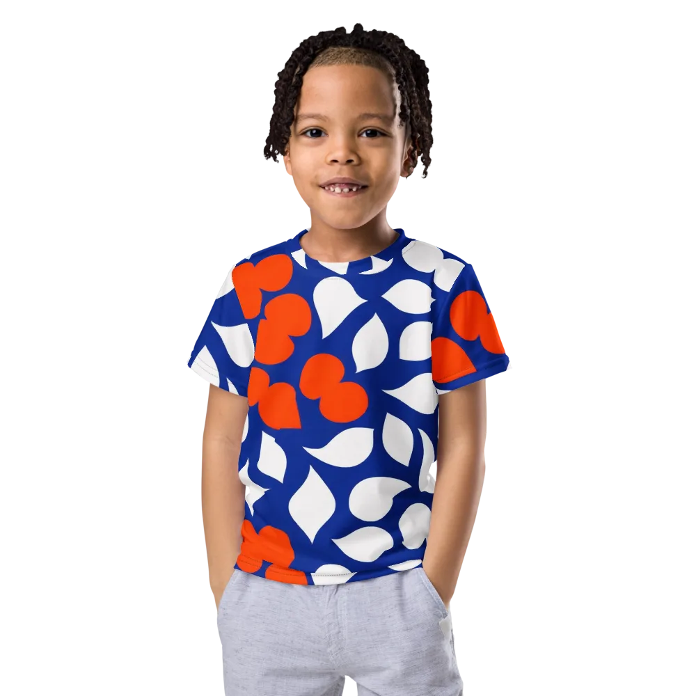 Orange Blossom Static on Kids Crew Neck T-Shirt — Front