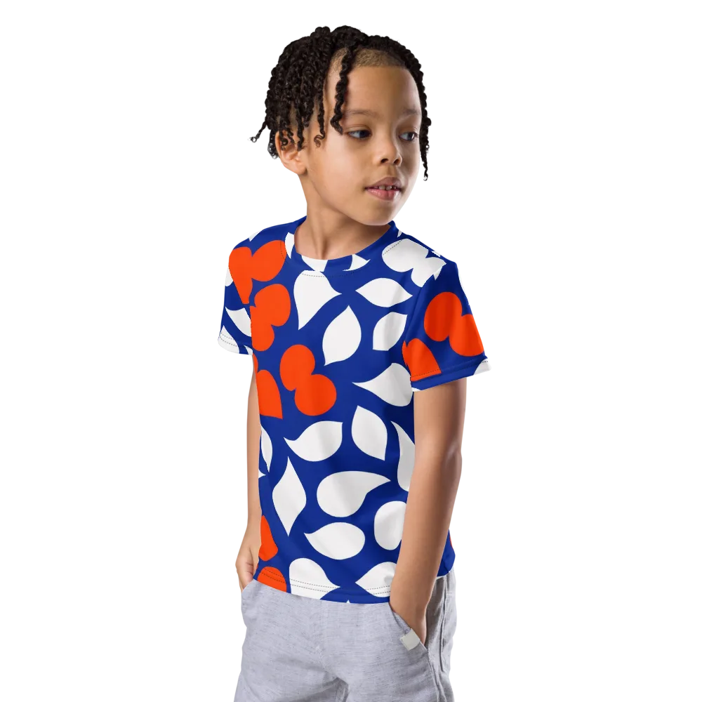 Orange Blossom Static on Kids Crew Neck T-Shirt — Left Front