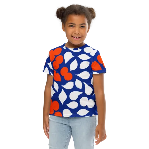 Orange Blossom Static on a Kids Crew Neck T-Shirt