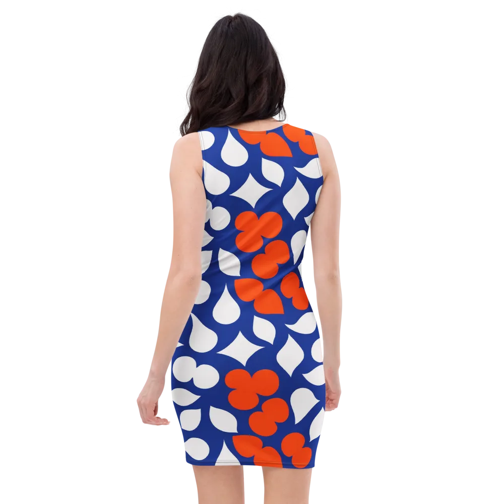 Orange Blossom Static on Bodycon Dress — Back