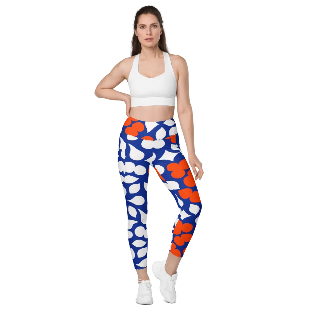 Orange Blossom Static on Leggings with Pockets — Front