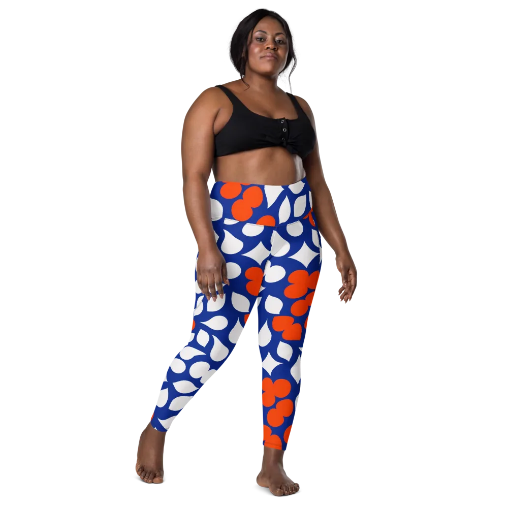 Orange Blossom Static on Leggings with Pockets — Front