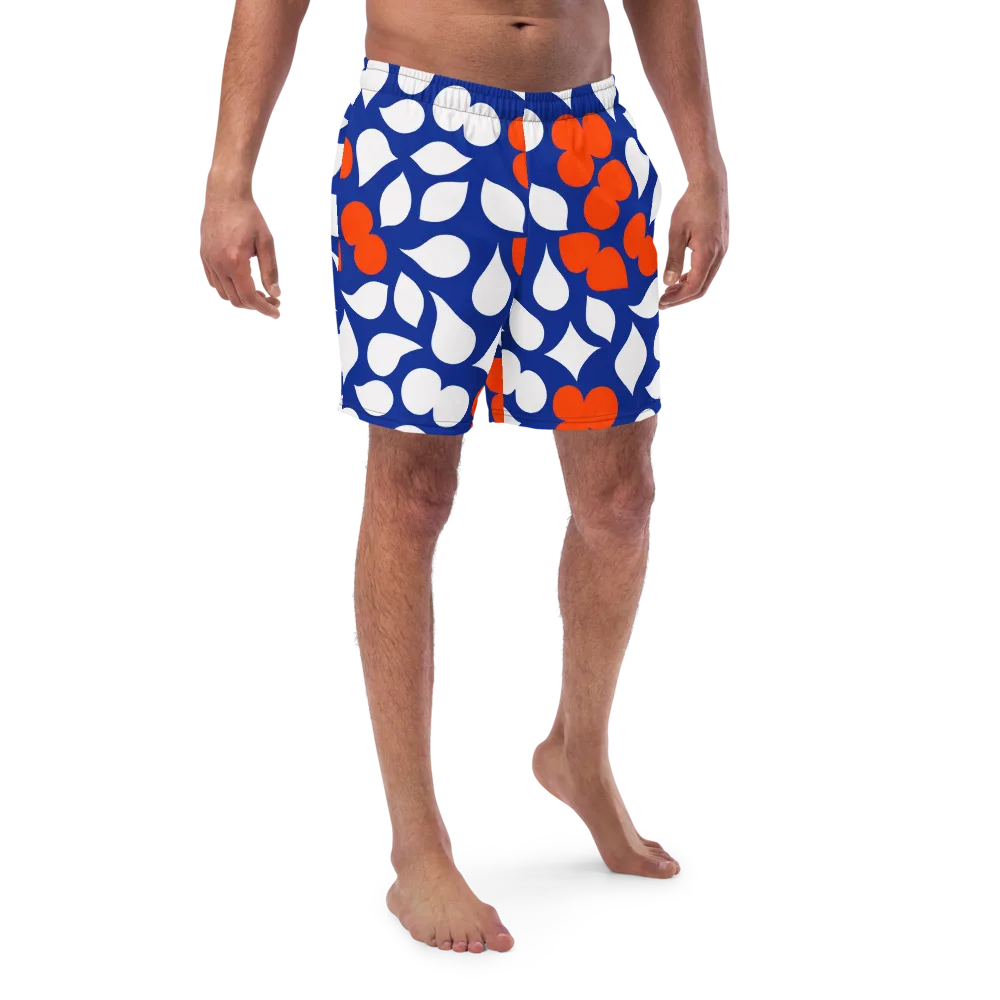 Orange Blossom Static on Swim Trunks — Front