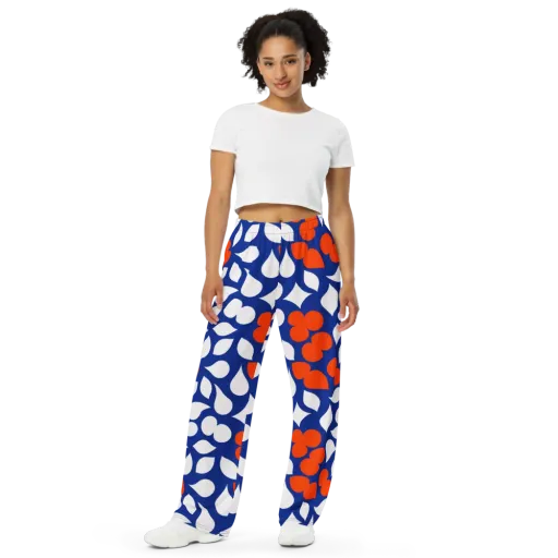 Orange Blossom Static on a Wide-Leg Pants