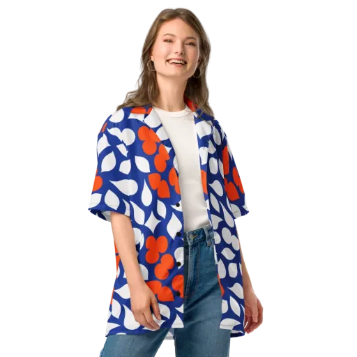 Orange Blossom Static on a Button Shirt