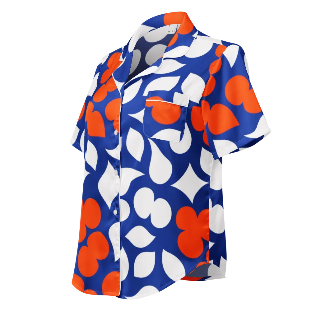 Orange Blossom Static on Women's Short Sleeve Pajama Top — Left Front