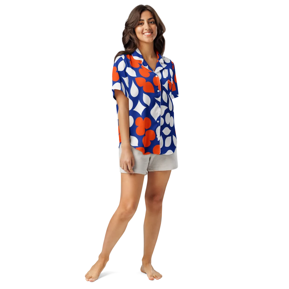 Orange Blossom Static on Women's Short Sleeve Pajama Top — Front