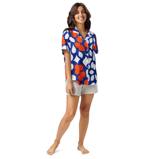 Orange Blossom Static on a Women's Short Sleeve Pajama Top
