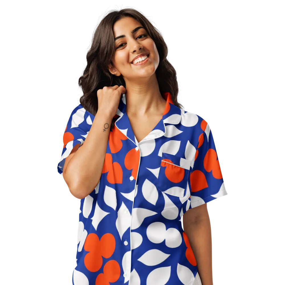 Orange Blossom Static on Women's Short Sleeve Pajama Top — Front