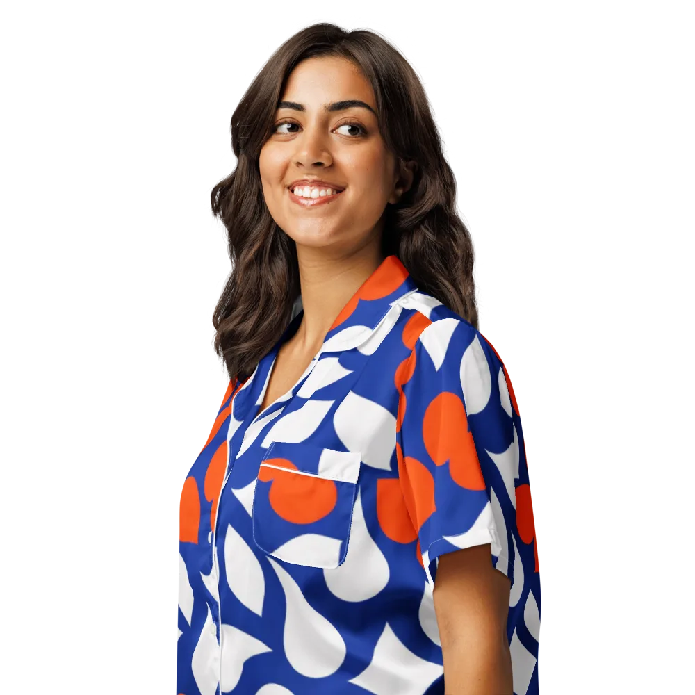Orange Blossom Static on Women's Short Sleeve Pajama Top — Left Front
