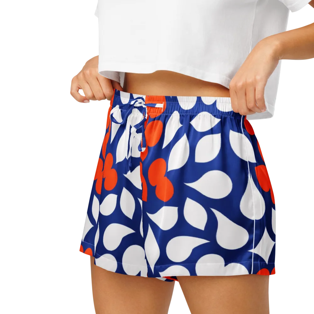 Orange Blossom Static on Women's Pajama Shorts — Left
