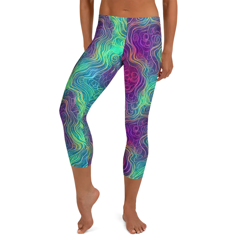 Chromatic Currents on Capri Leggings — Front