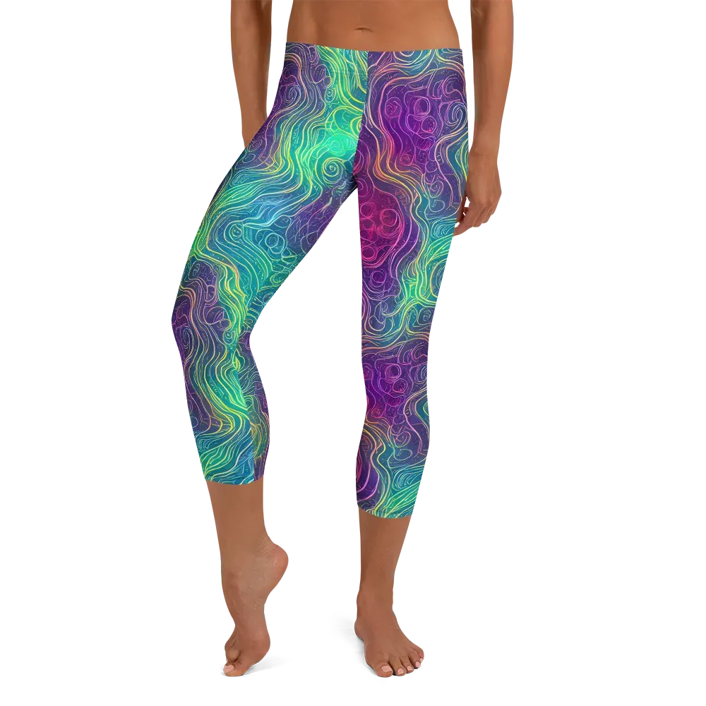 Chromatic Currents on Capri Leggings — Front