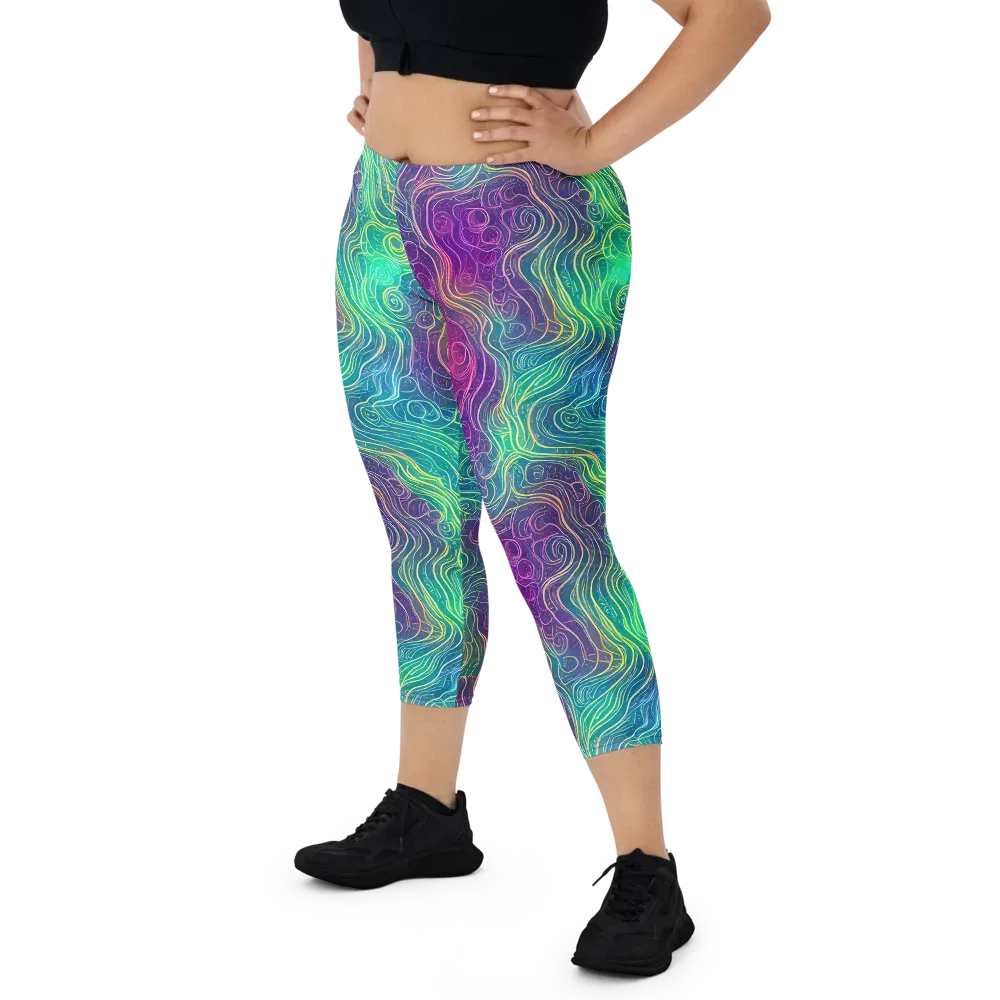 Chromatic Currents on Capri Leggings — Front