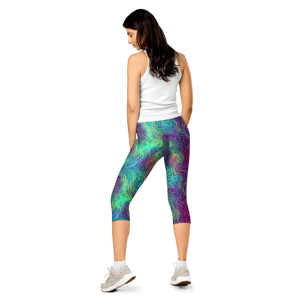 Chromatic Currents on Capri Leggings — Back