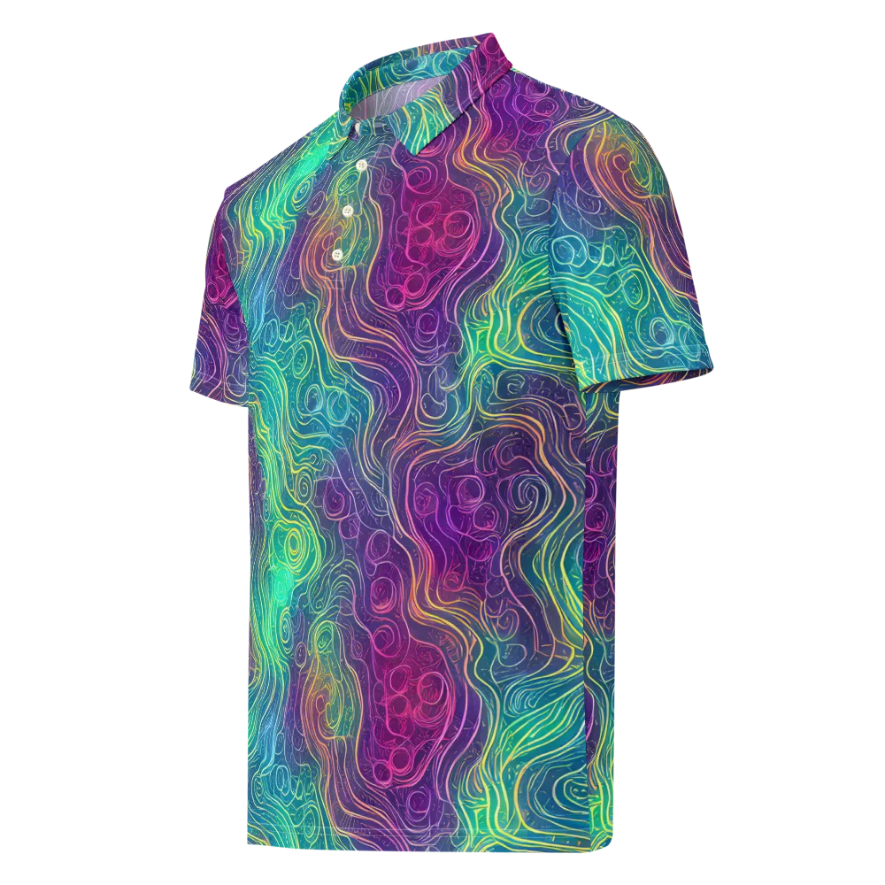 Chromatic Currents on Men's Slim Fit Polo Shirt — Left Front