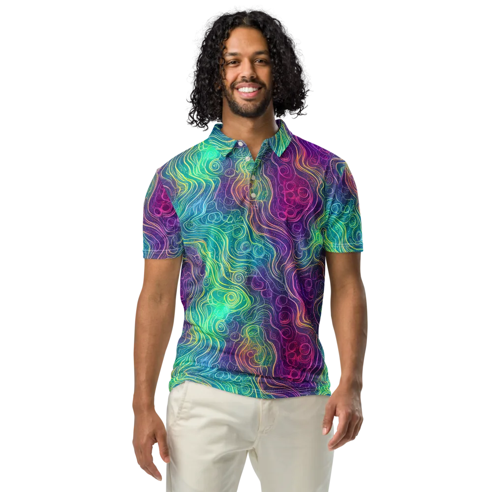 Chromatic Currents on Men's Slim Fit Polo Shirt — Front