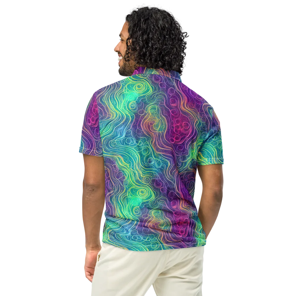 Chromatic Currents on Men's Slim Fit Polo Shirt — Back
