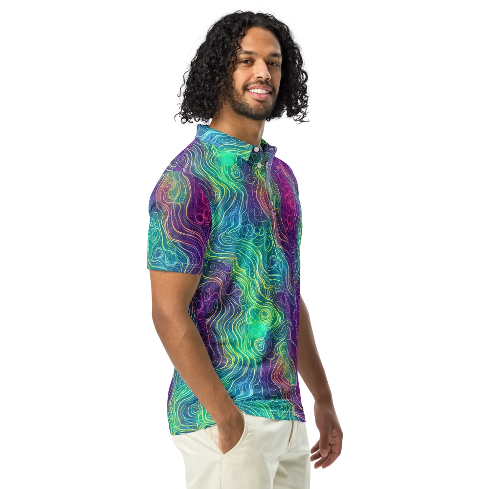 Chromatic Currents on Men's Slim Fit Polo Shirt — Right Front