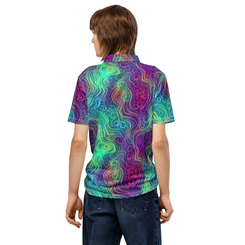Chromatic Currents on Men's Slim Fit Polo Shirt — Back