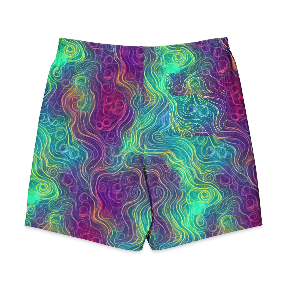 Chromatic Currents on Men's Board Shorts — Back