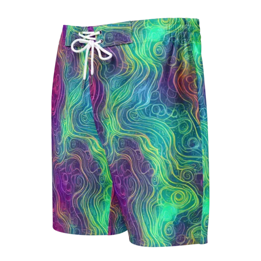 Chromatic Currents on a Men's Board Shorts