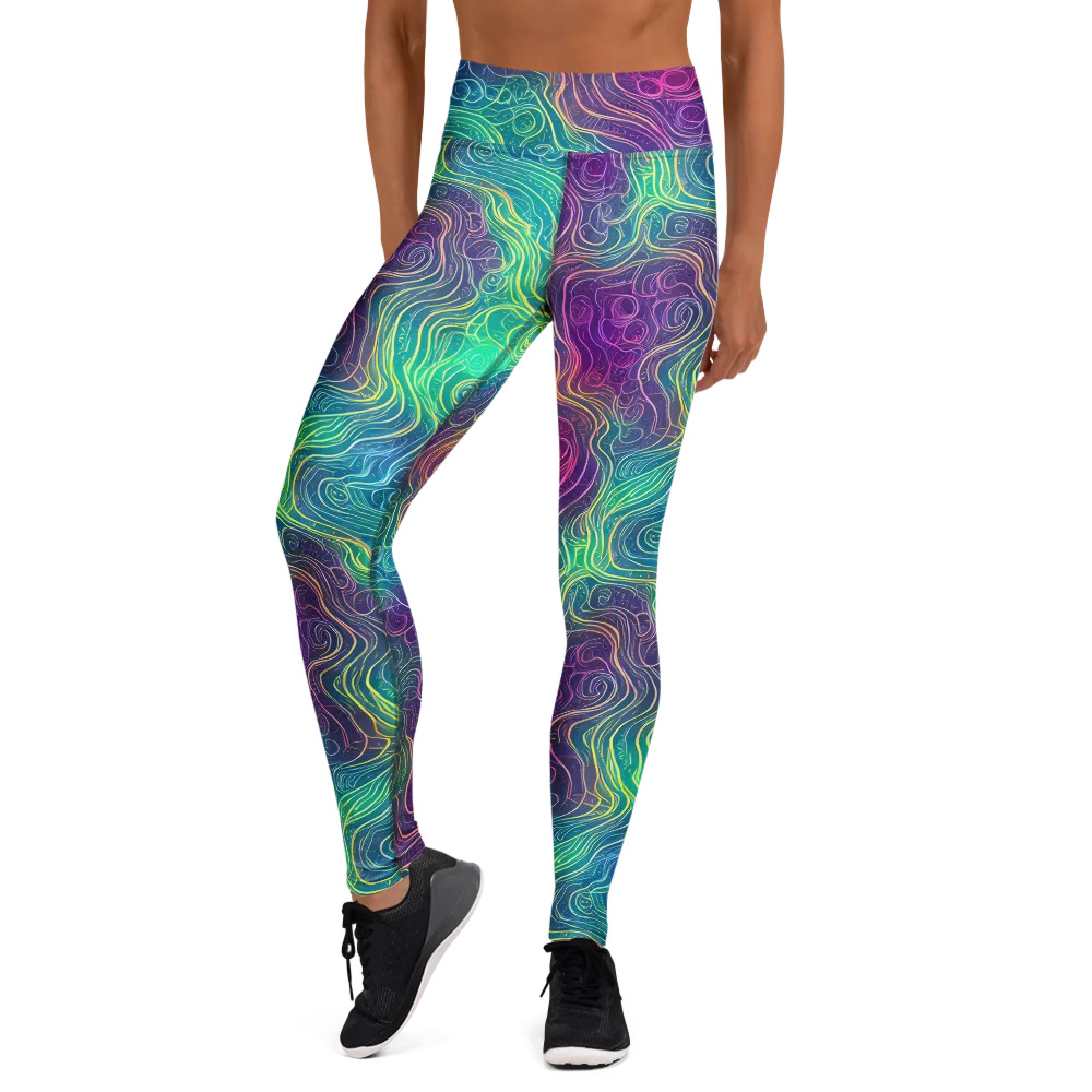 Chromatic Currents on Yoga Leggings — Front