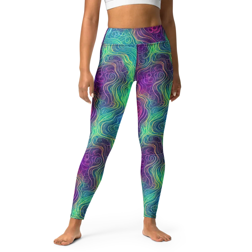 Chromatic Currents on Yoga Leggings — Front