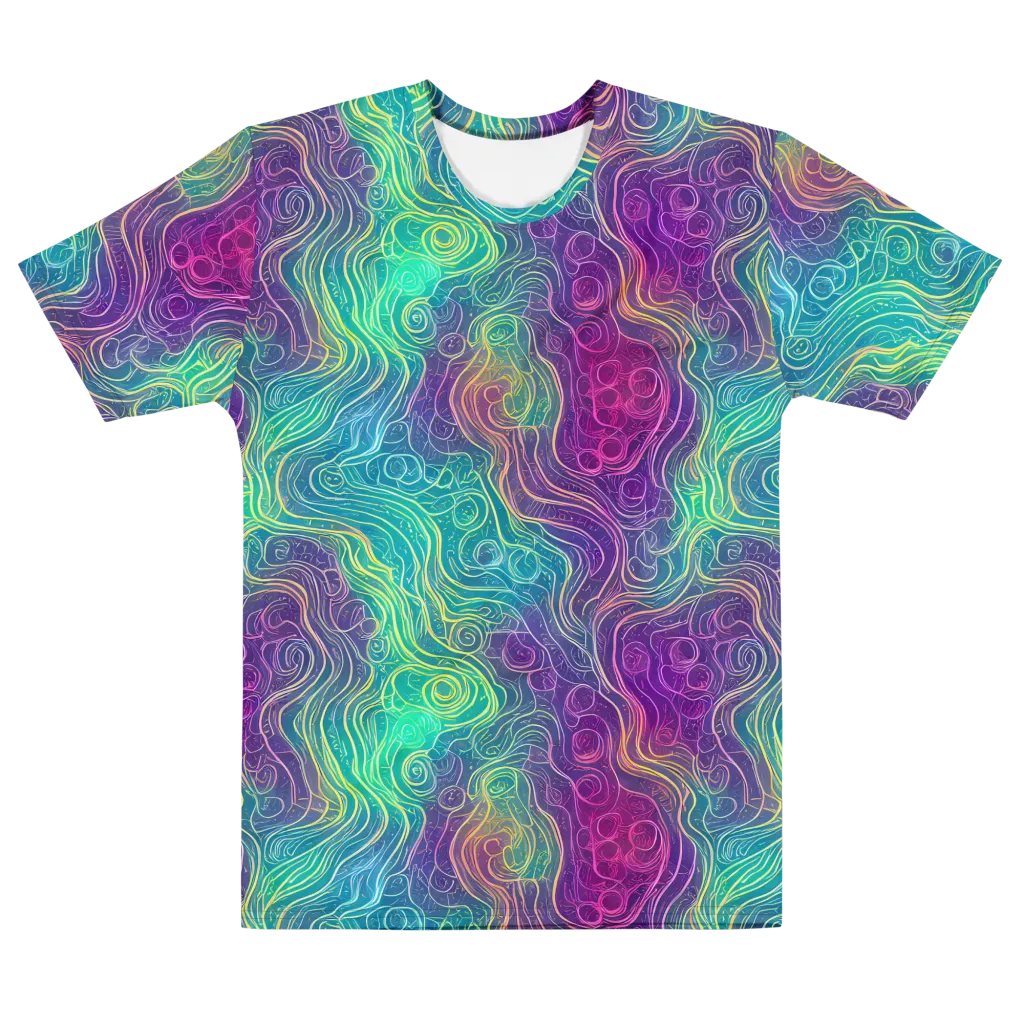 Chromatic Currents on Men's Cotton Crew Neck T-Shirt — Front