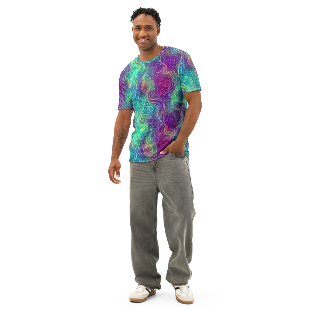 Chromatic Currents on Men's Cotton Crew Neck T-Shirt — Front