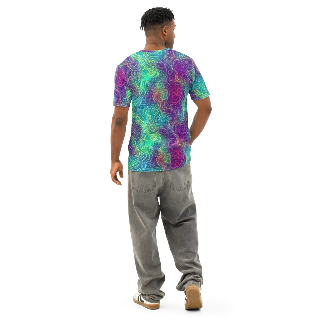 Chromatic Currents on Men's Cotton Crew Neck T-Shirt — Back