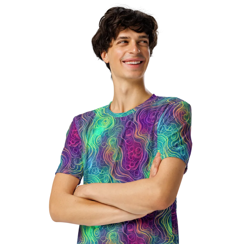 Chromatic Currents on Men's Crew Neck T-Shirt — Left Front
