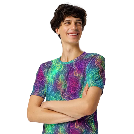Chromatic Currents on a Men's Crew Neck T-Shirt