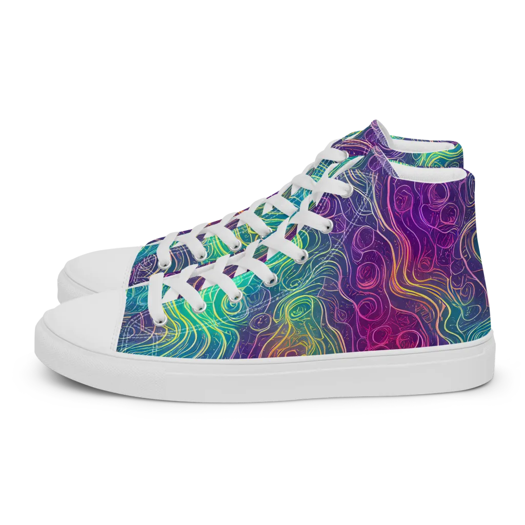 Chromatic Currents on Men's High Top Canvas Shoes — Left