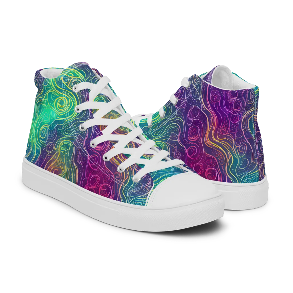 Chromatic Currents on Men's High Top Canvas Shoes — Right