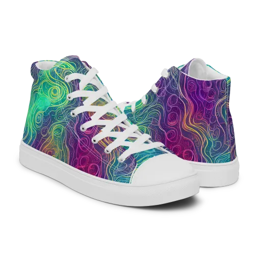 Chromatic Currents on a Men's High Top Canvas Shoes